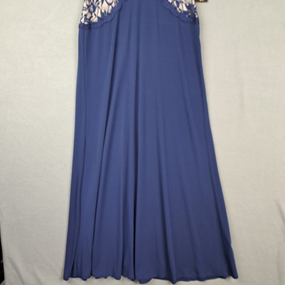 NWT Sangria Dress Women's 14 Tall Navy Floral Lace Bust Formal Maxi Evening Gown - Picture 3 of 15
